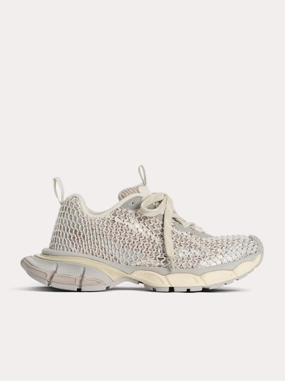 Balenciaga Womens 3XL Fishnet Crystal Mesh Sneakers